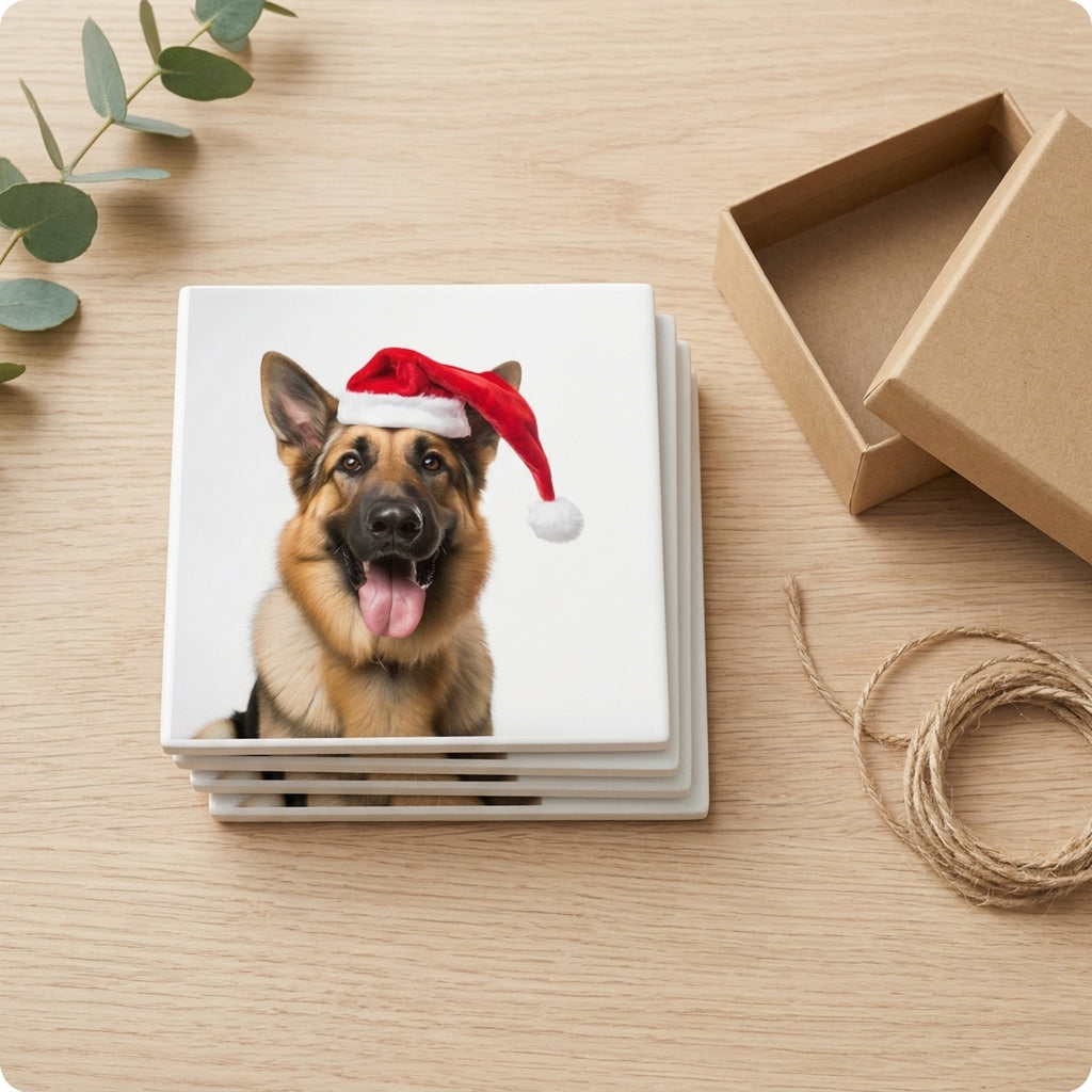 German Shepherd Dog ceramic coasters set of 4, gift set