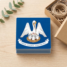 Louisiana State Flag ceramic coasters set of 4, gift set
