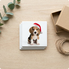Beagle Puppy ceramic coasters set of 4, gift set