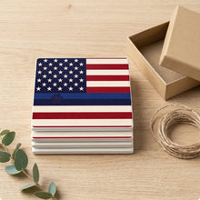 Blue Line K9 Paw Flag ceramic coasters set of 4, gift set