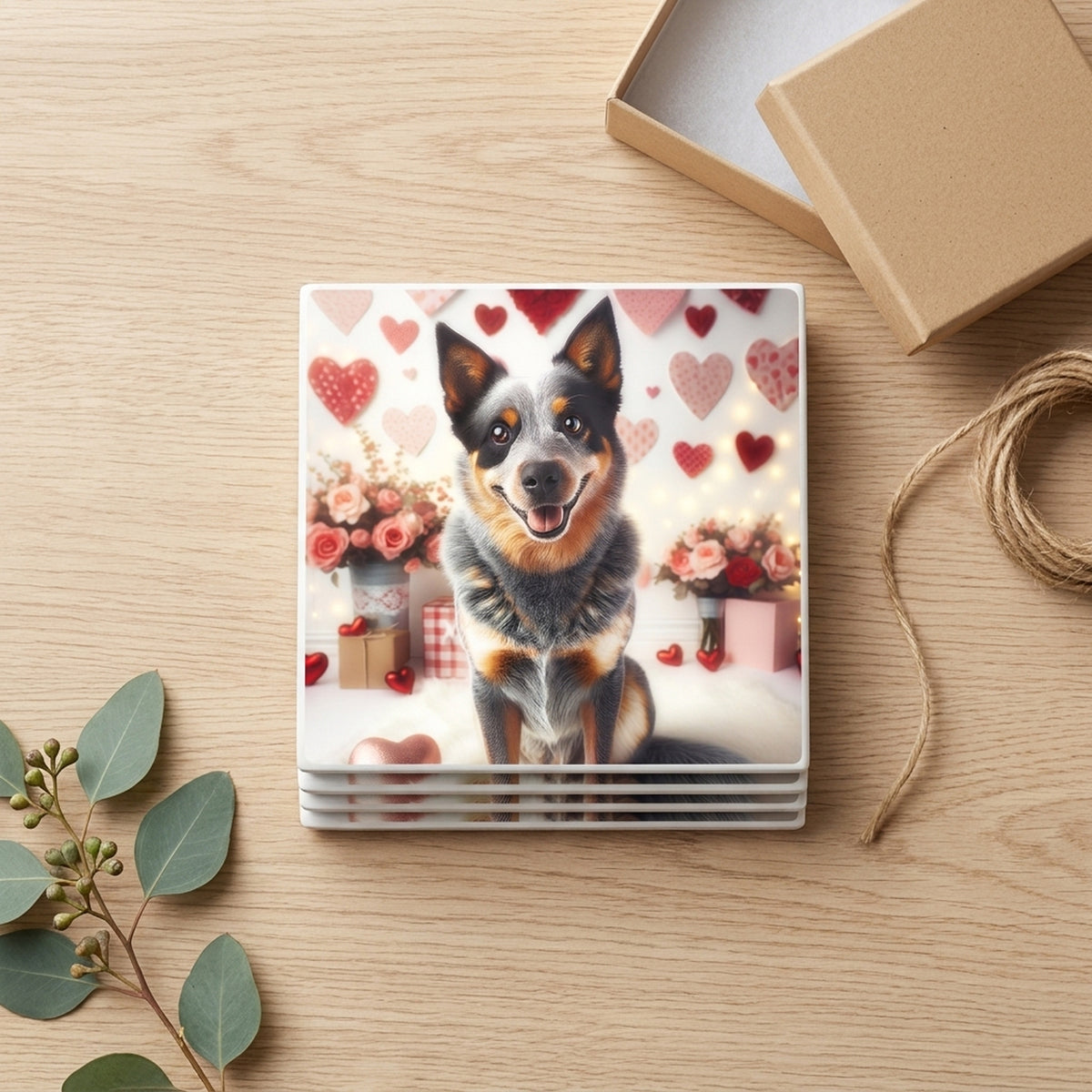 Australian Cattle Dog ceramic coasters set of 4, gift set