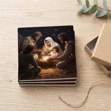 Starry Night Nativity ceramic coasters set of 4, gift set