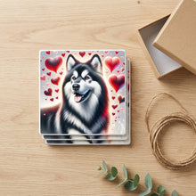 Alaskan Malamute ceramic coasters set of 4, gift set