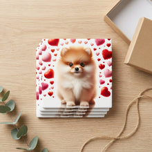 Pomeranian ceramic coasters set of 4, gift set
