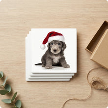 Bedlington Terrier Puppy ceramic coasters set of 4, gift set