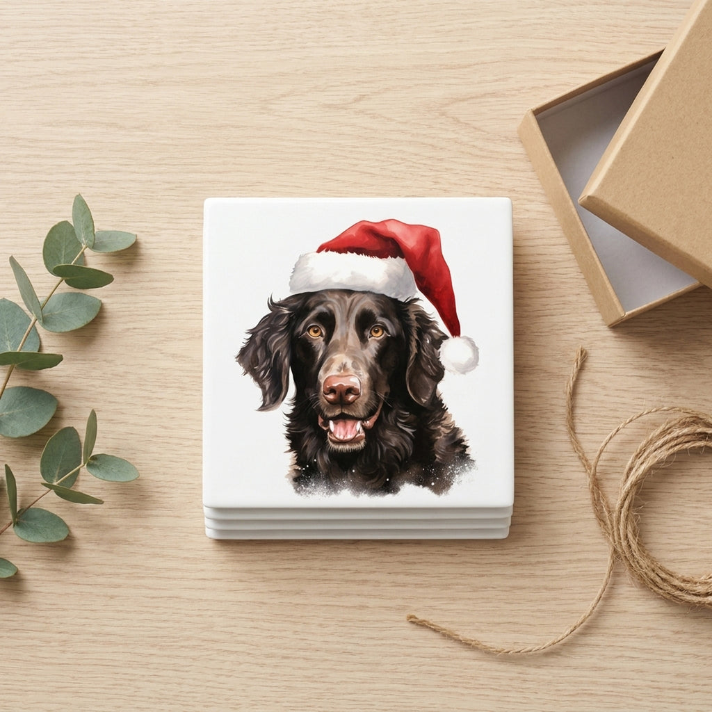 Curly-Coated Retriever ceramic coasters set of 4, gift set