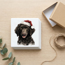 Curly-Coated Retriever Puppy Drawing ceramic coasters set of 4, gift set