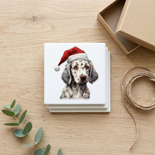 English Setter Puppy Drawing ceramic coasters set of 4, gift set