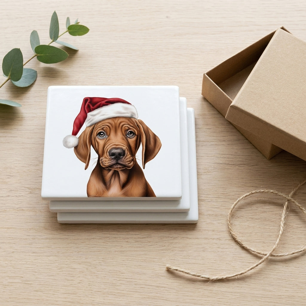 Redbone Coonhound Puppy Drawing ceramic coasters set of 4, gift set