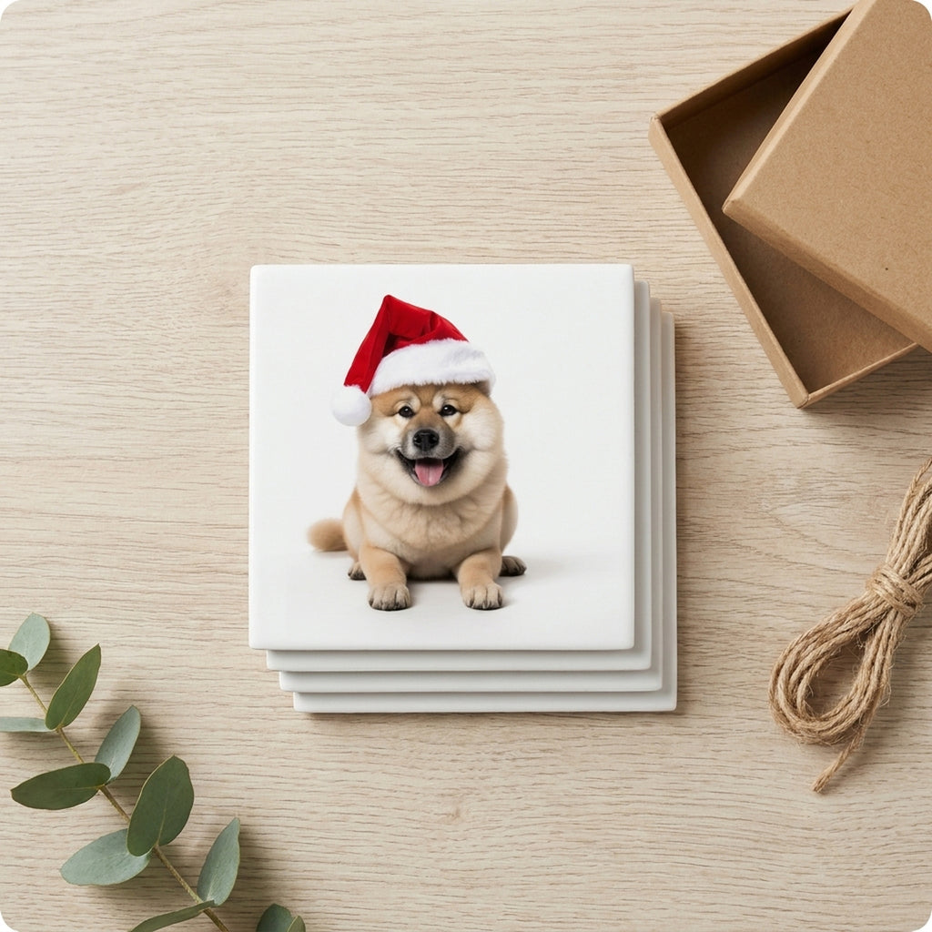 Akita ceramic coasters set of 4, gift set