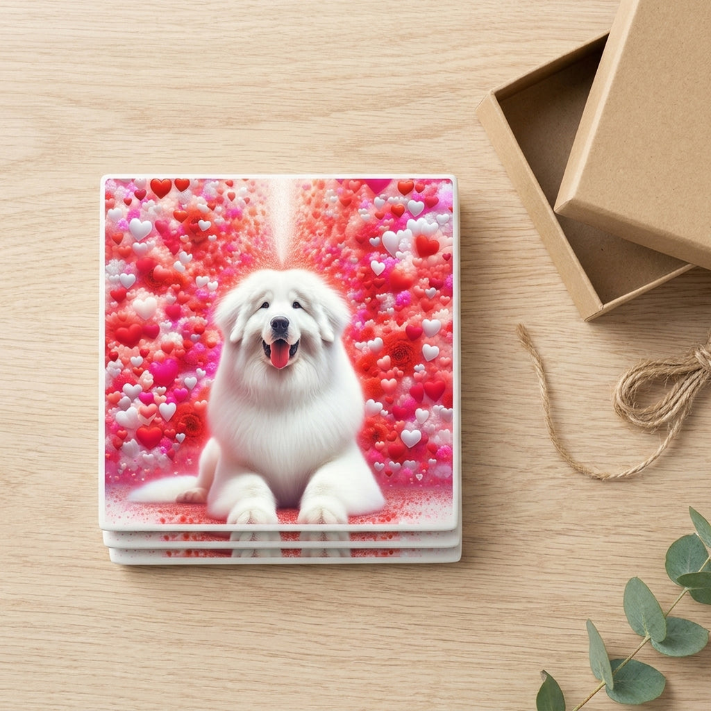 Great Pyrenees ceramic coasters set of 4, gift set