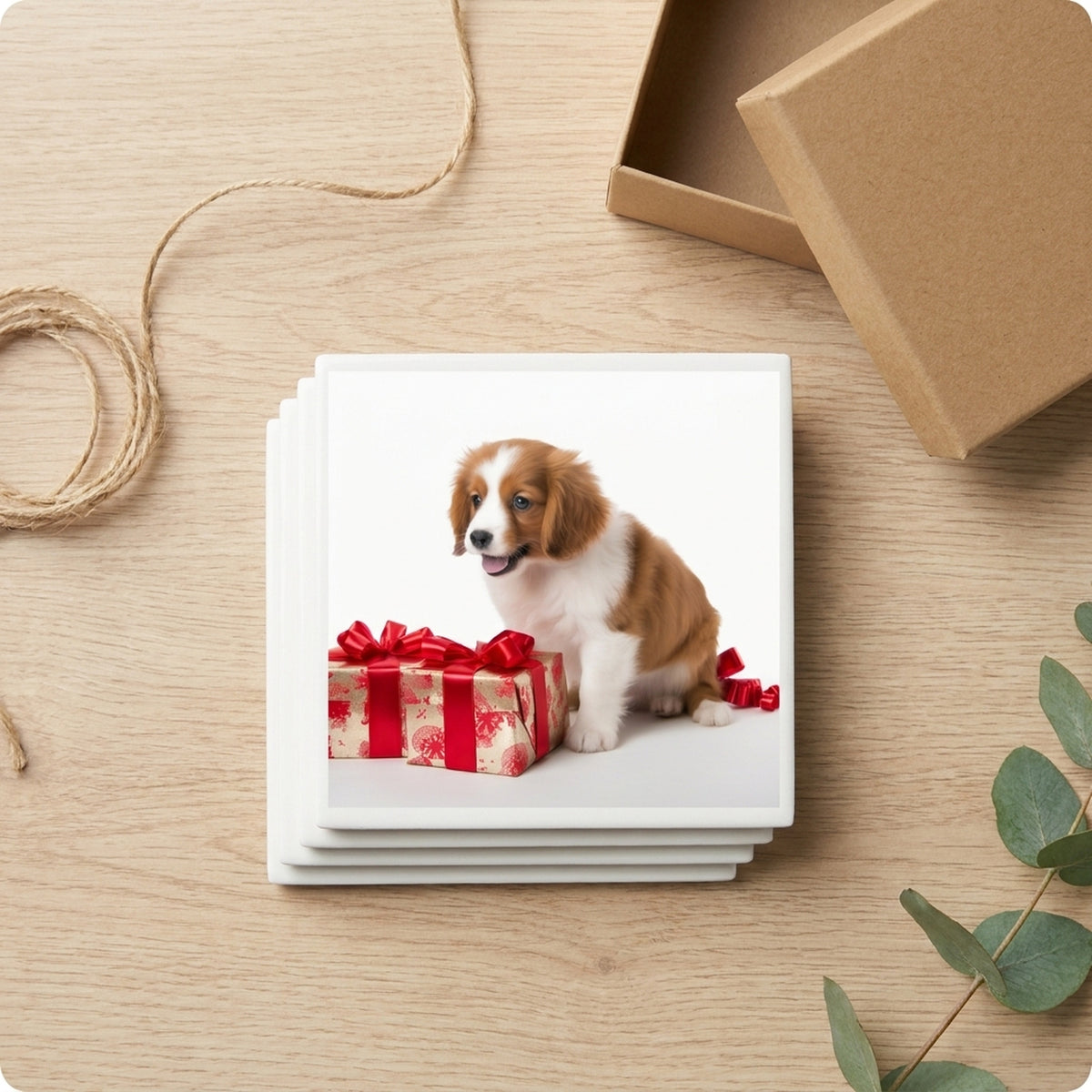 Kooikerhondje Puppy ceramic coasters set of 4, gift set