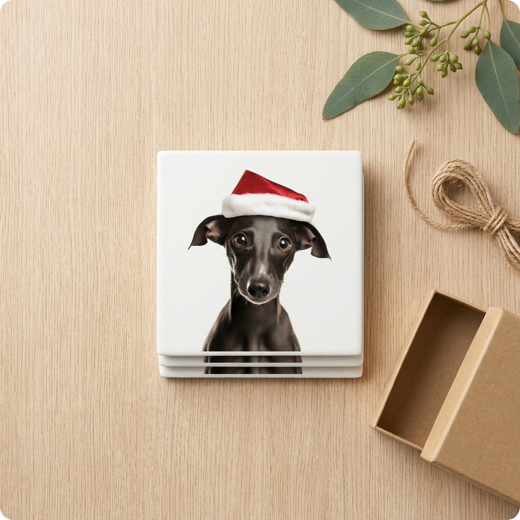 Italian Greyhound Puppy ceramic coasters set of 4, gift set