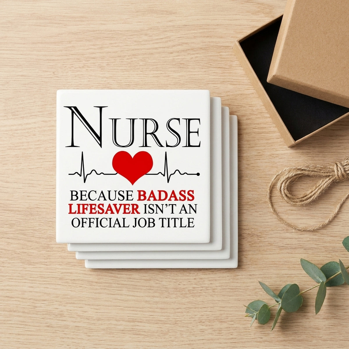 Nurse Because Badass Lifesaver Isn't Title ceramic coasters set of 4, gift set