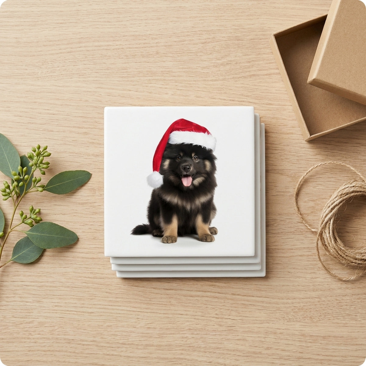 Finnish Lapphund ceramic coasters set of 4, gift set