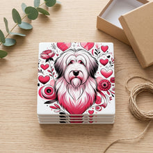Old English Sheepdog ceramic coasters set of 4, gift set