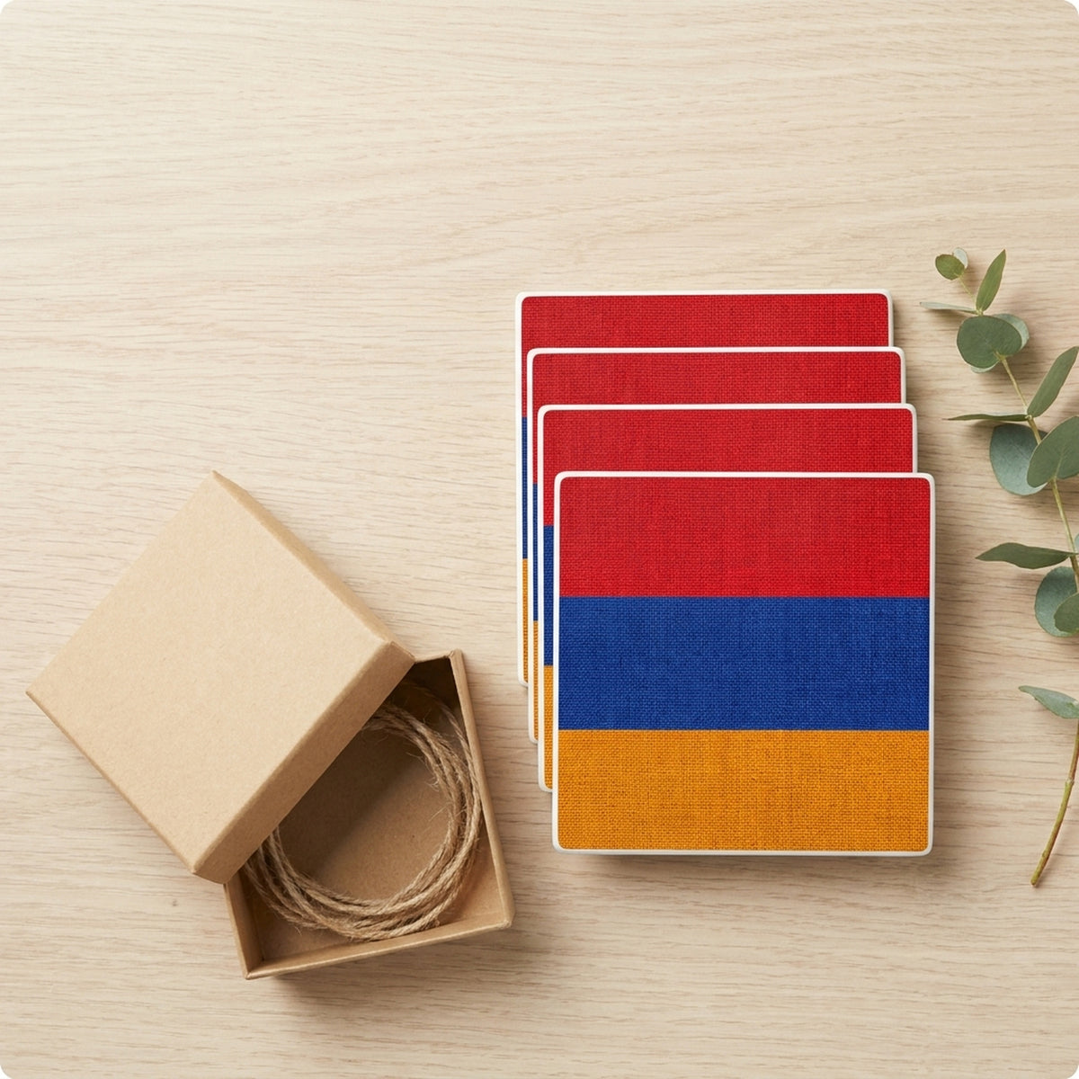 Armenia Flag Pride ceramic coasters set of 4, gift set