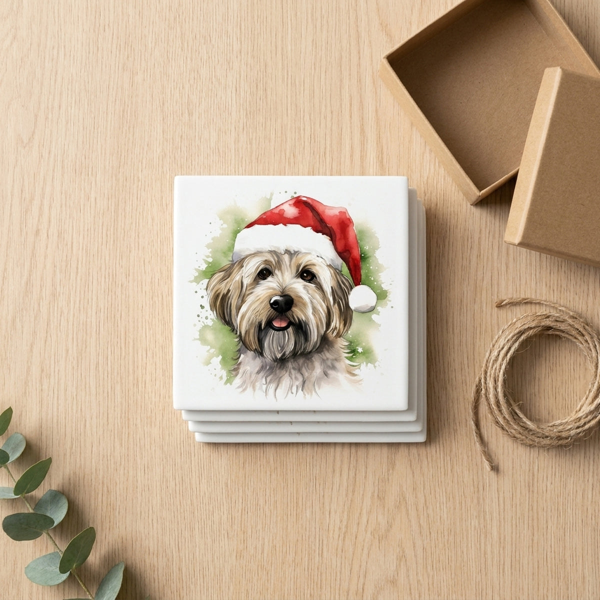 Dandie Dinmont Terrier ceramic coasters set of 4, gift set
