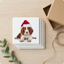 Irish Red and White Setter Puppy ceramic coasters set of 4, gift set