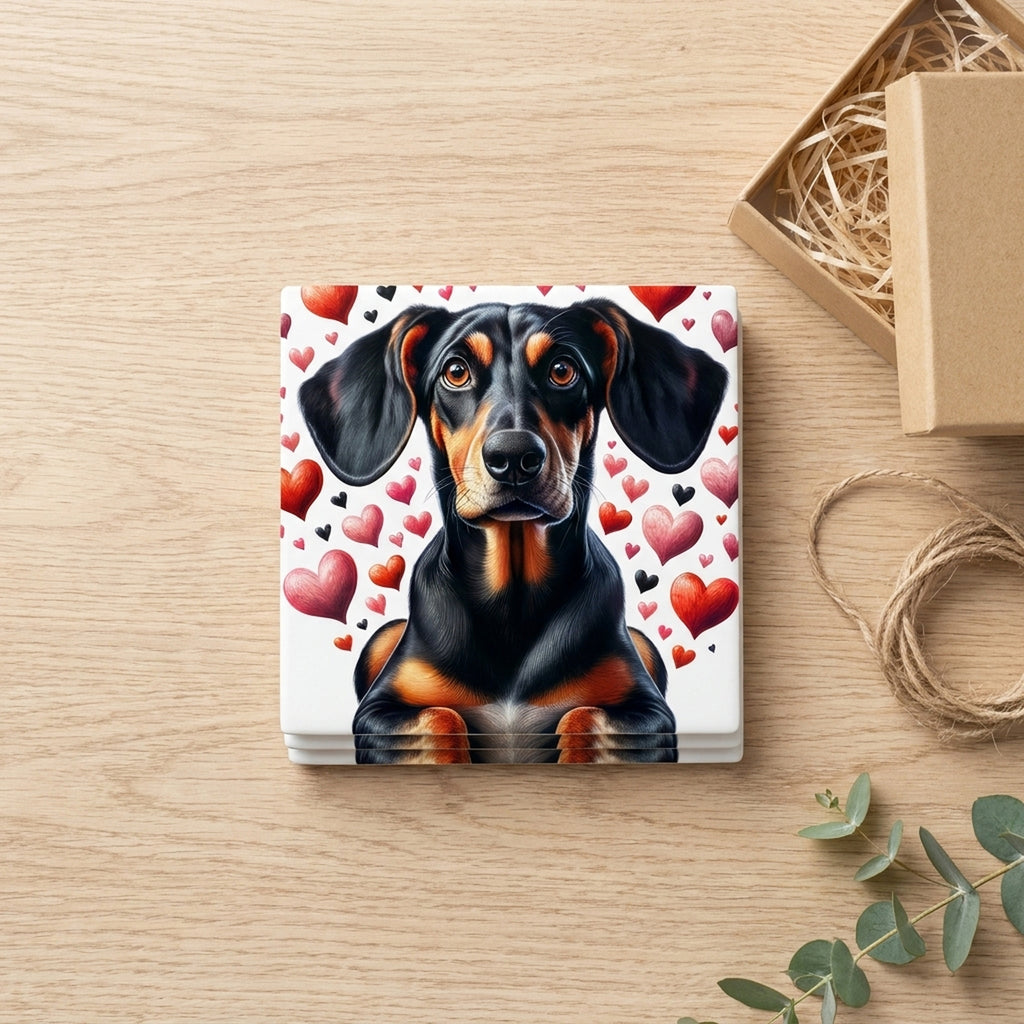 Dachshund ceramic coasters set of 4, gift set