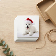 Samoyed Puppy ceramic coasters set of 4, gift set