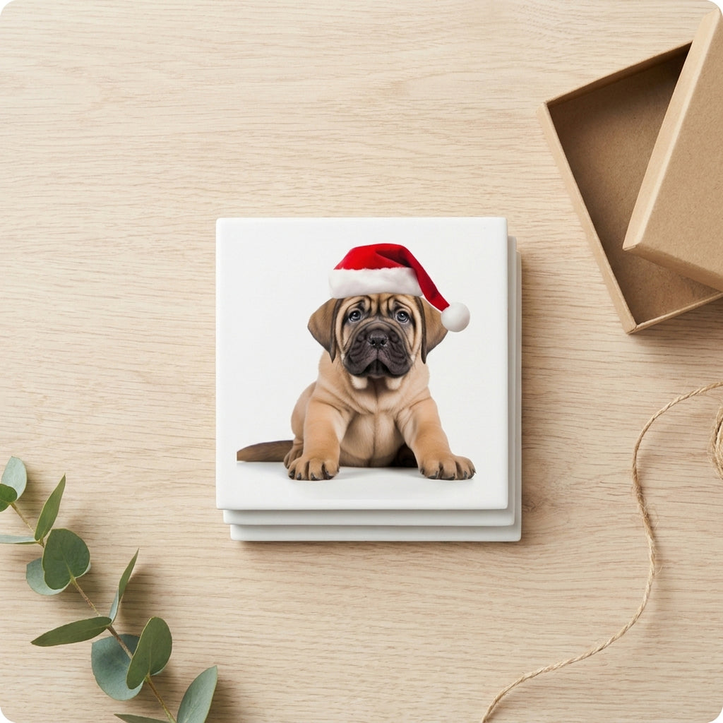 Mastiff Puppy ceramic coasters set of 4, gift set