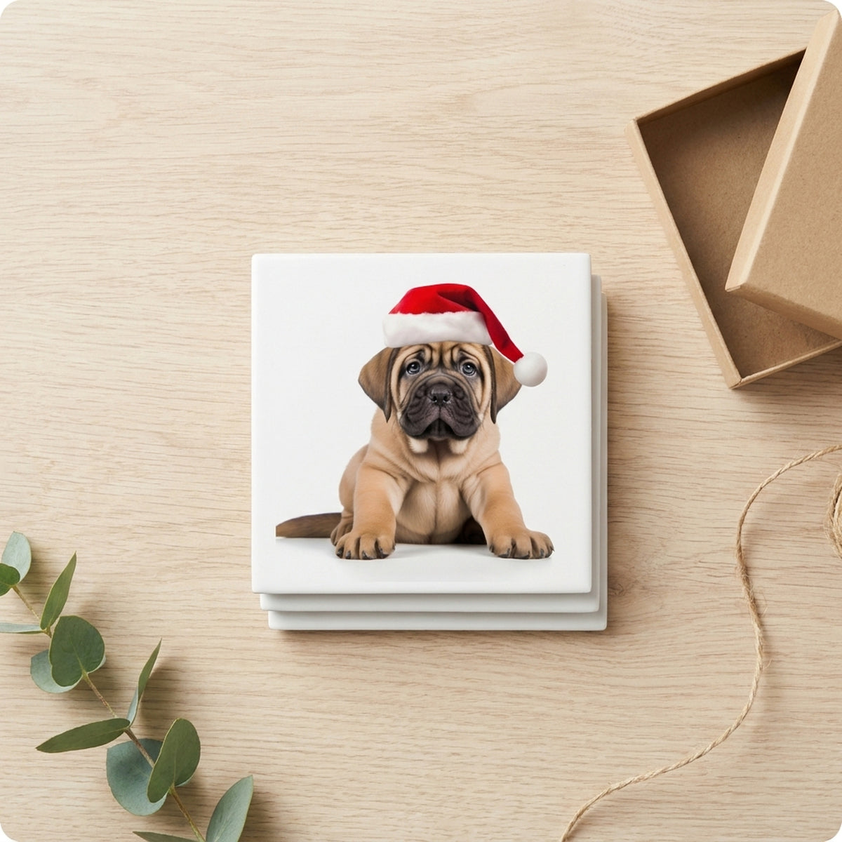 Mastiff Puppy ceramic coasters set of 4, gift set