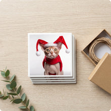 Devon Rex Cat ceramic coasters set of 4, gift set