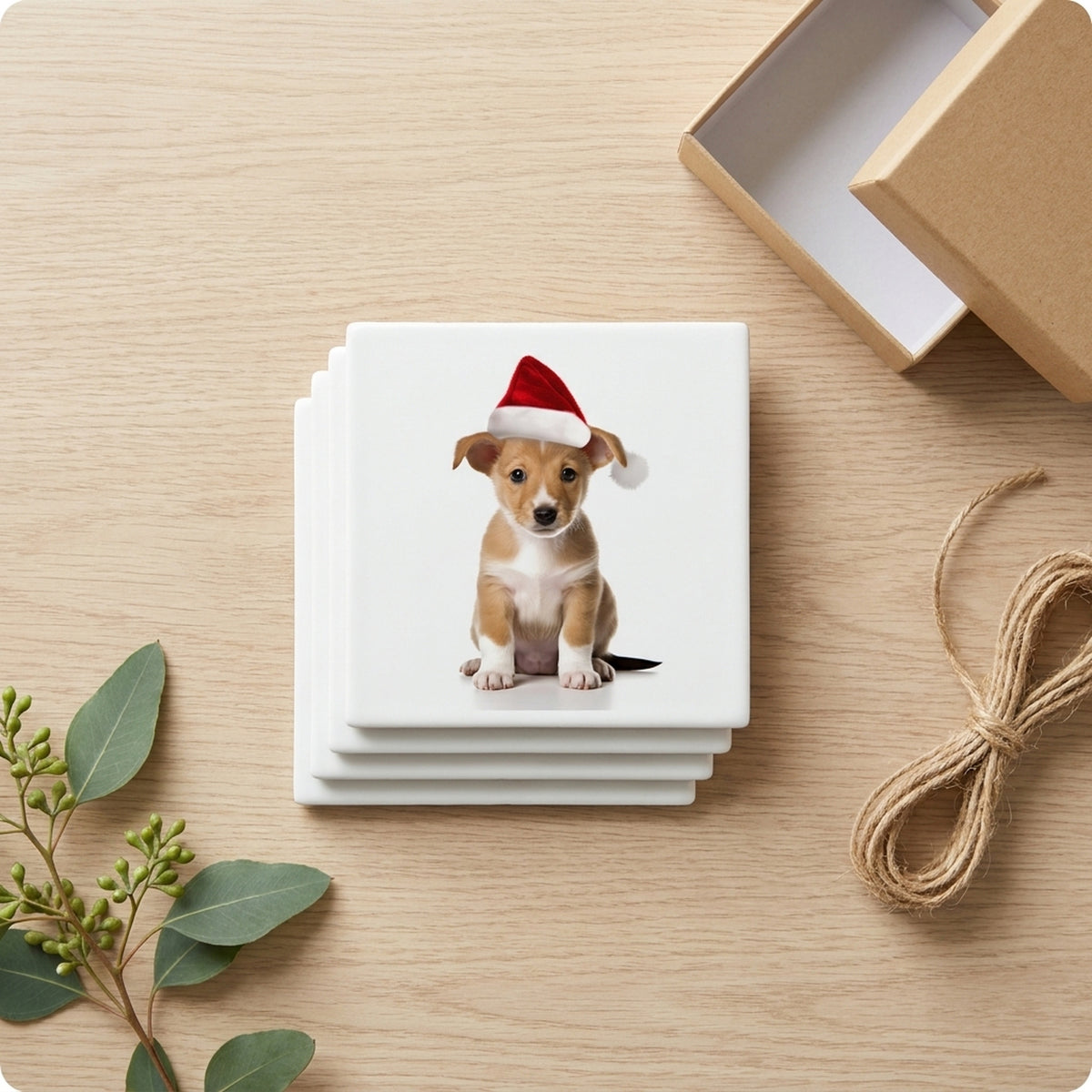 Portuguese Podengo Pequeno Puppy ceramic coasters set of 4, gift set