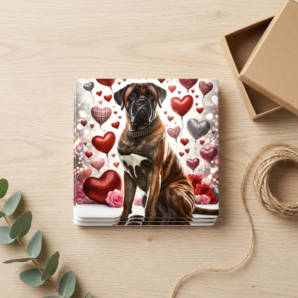 Mastiff ceramic coasters set of 4, gift set