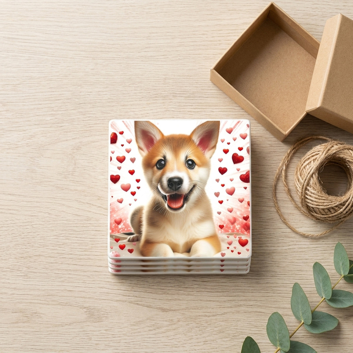 Shiba Inu ceramic coasters set of 4, gift set