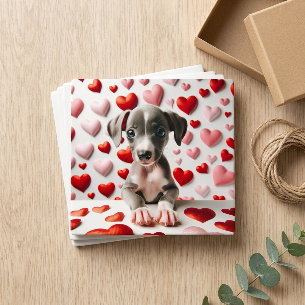 Italian Greyhound ceramic coasters set of 4, gift set