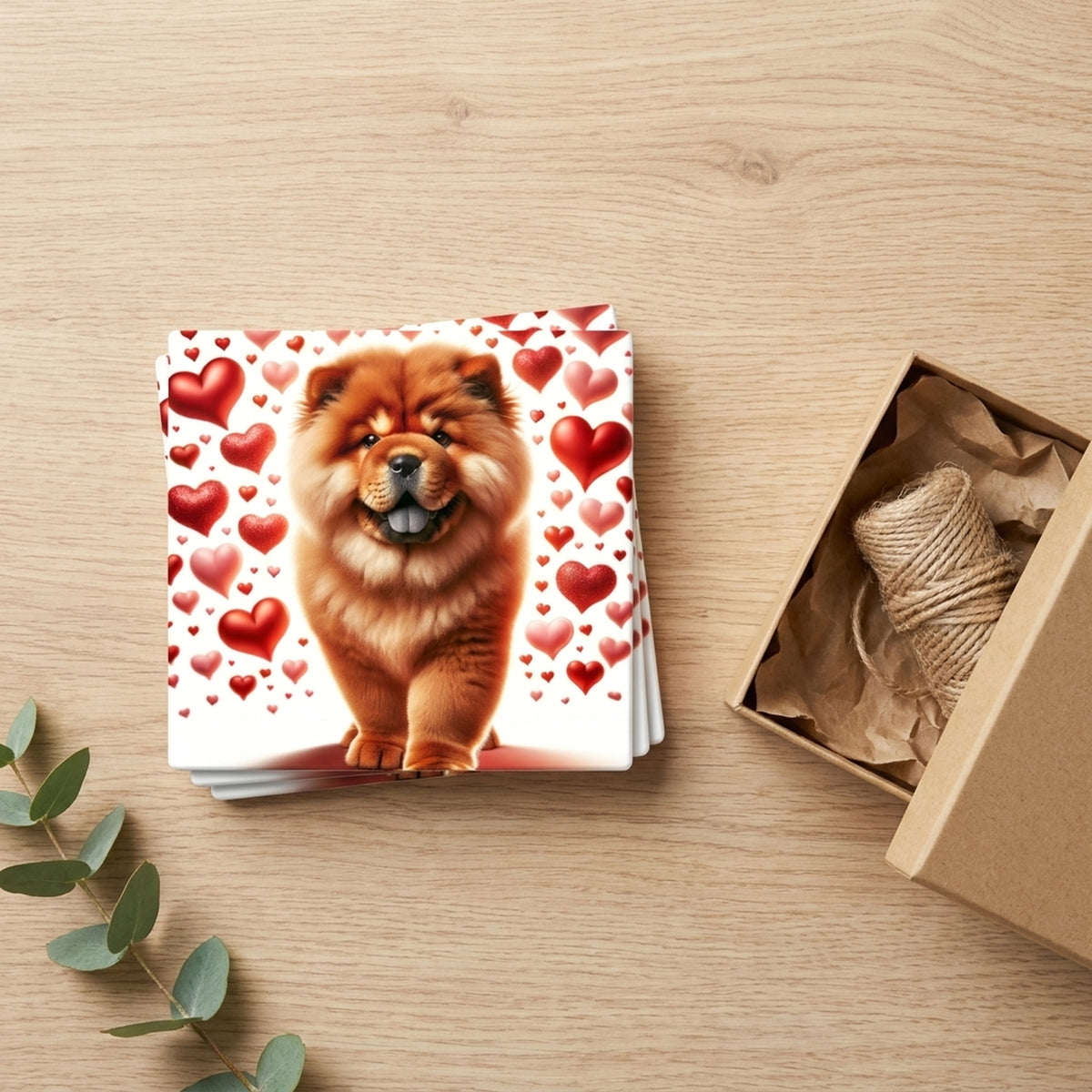 Chow Chow ceramic coasters set of 4, gift set