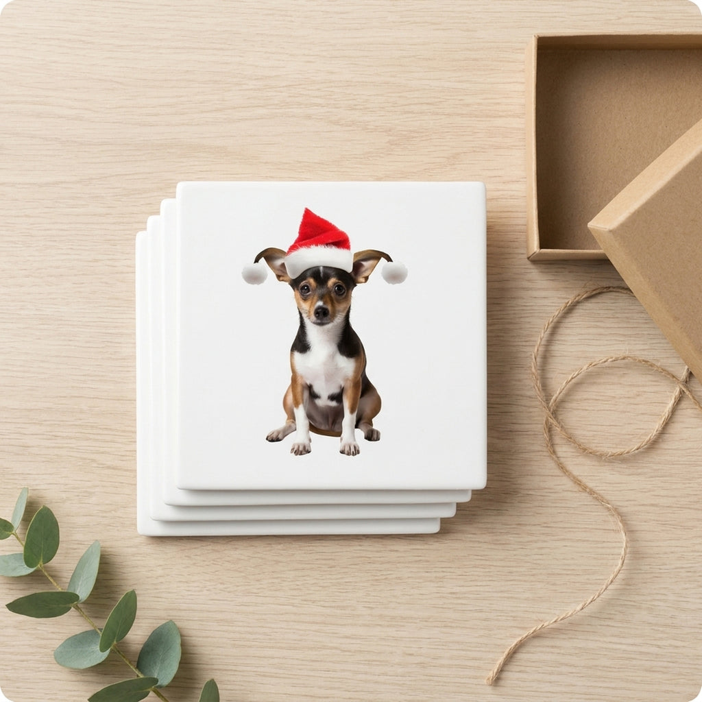 Toy Fox Terrier ceramic coasters set of 4, gift set