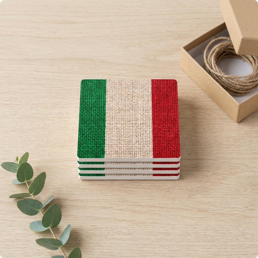 Italy Flag Pride ceramic coasters set of 4, gift set