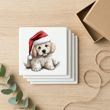 Coton de Tulear Puppy Drawing ceramic coasters set of 4, gift set