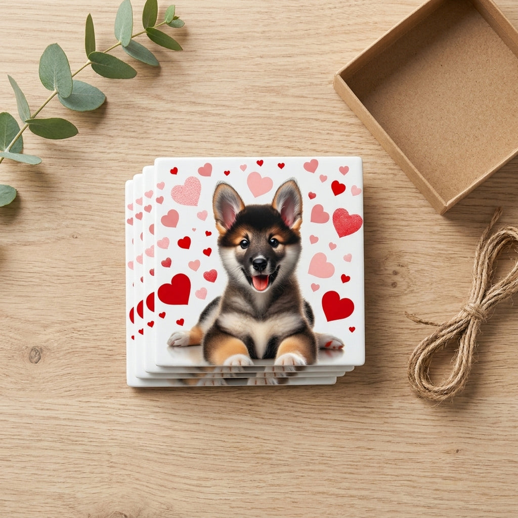 Shiba Inu ceramic coasters set of 4, gift set