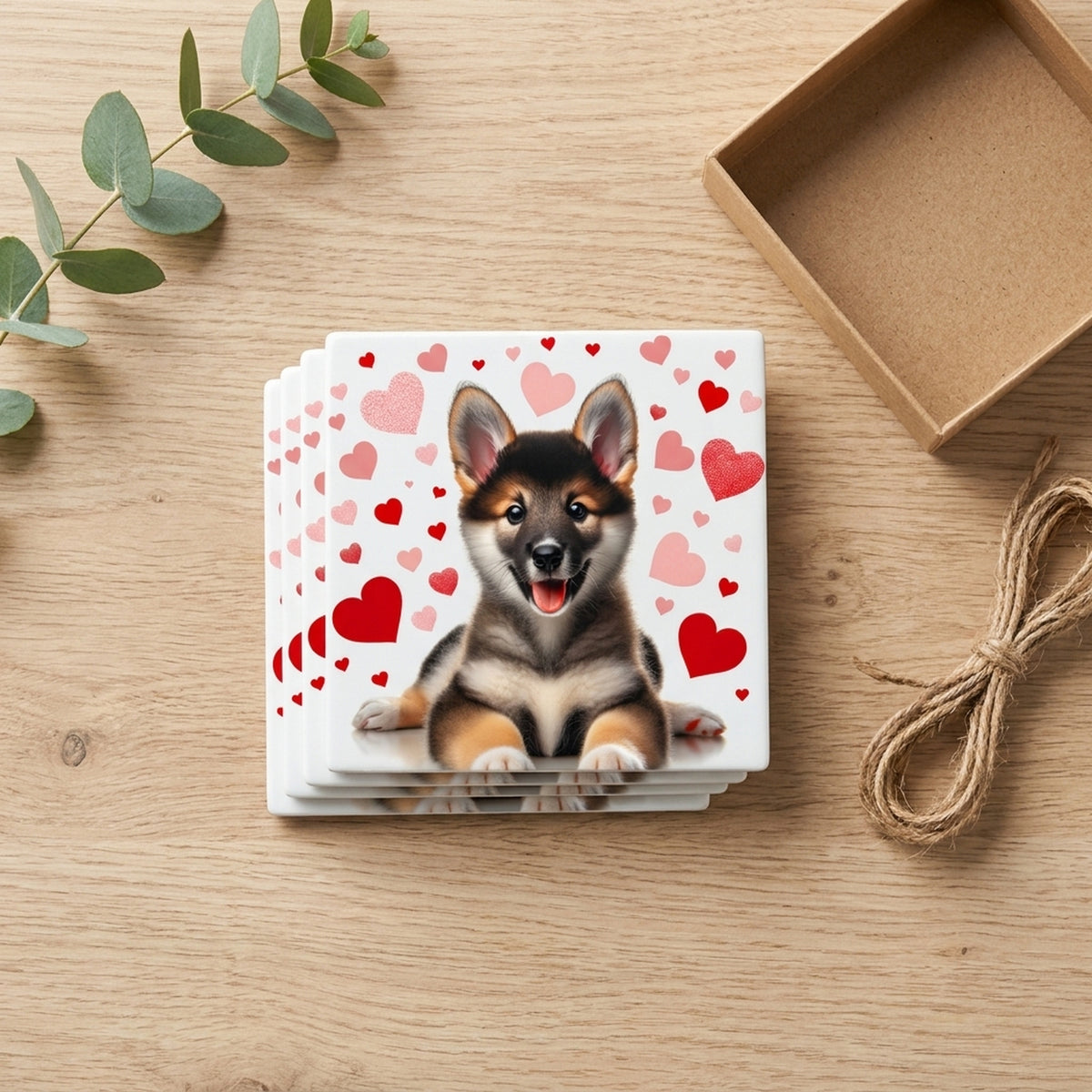 Shiba Inu ceramic coasters set of 4, gift set