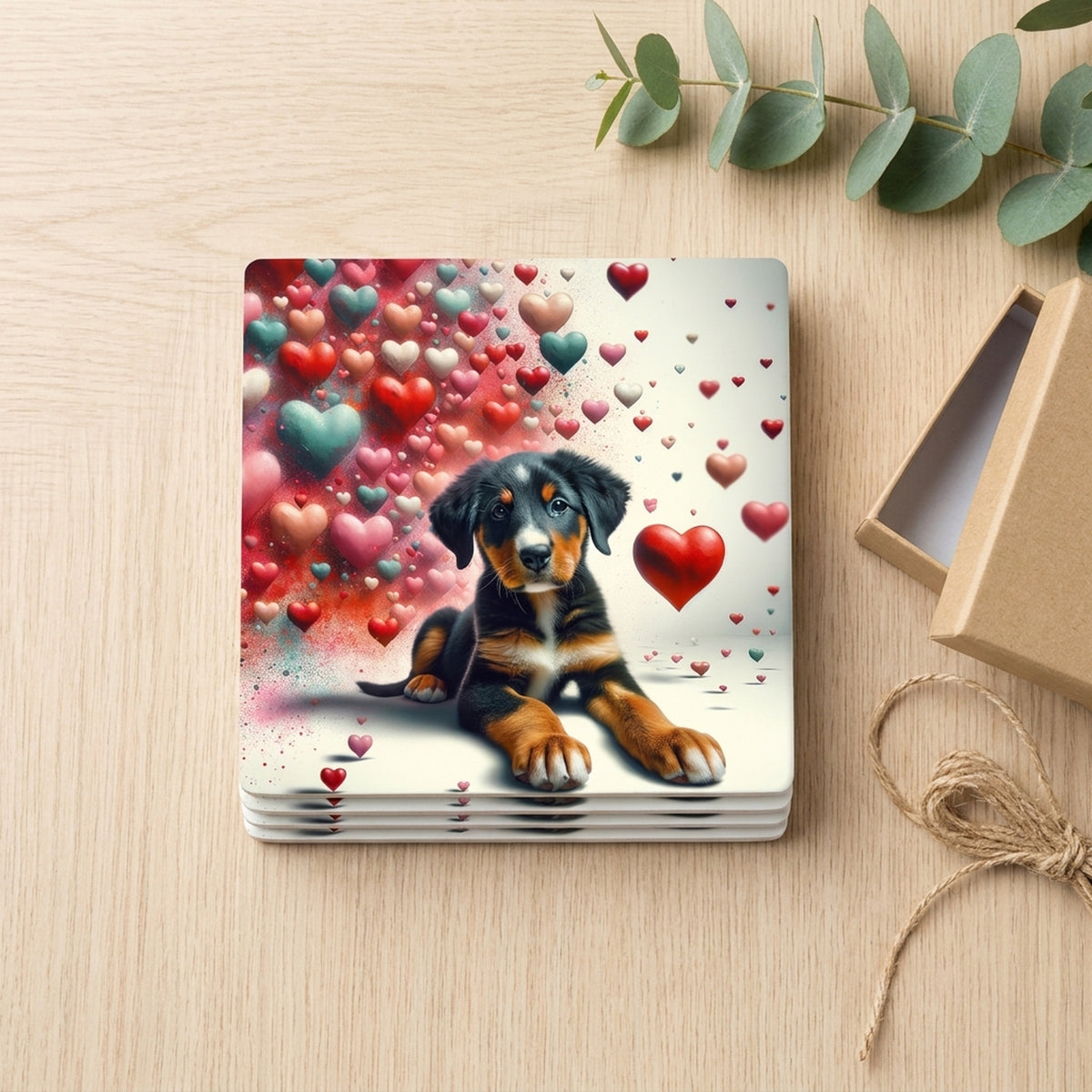 Bernese Mountain Dog ceramic coasters set of 4, gift set