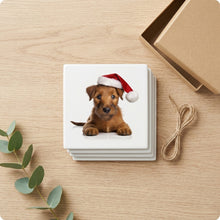 Irish Terrier Puppy ceramic coasters set of 4, gift set