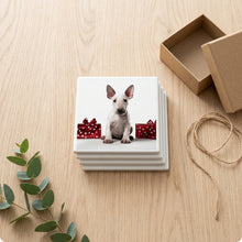 Miniature Bull Terrier Puppy ceramic coasters set of 4, gift set