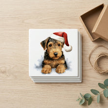 Welsh Terrier Puppy Drawing ceramic coasters set of 4, gift set