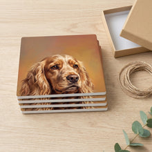 Cocker Spaniel Portrait ceramic coasters set of 4, gift set