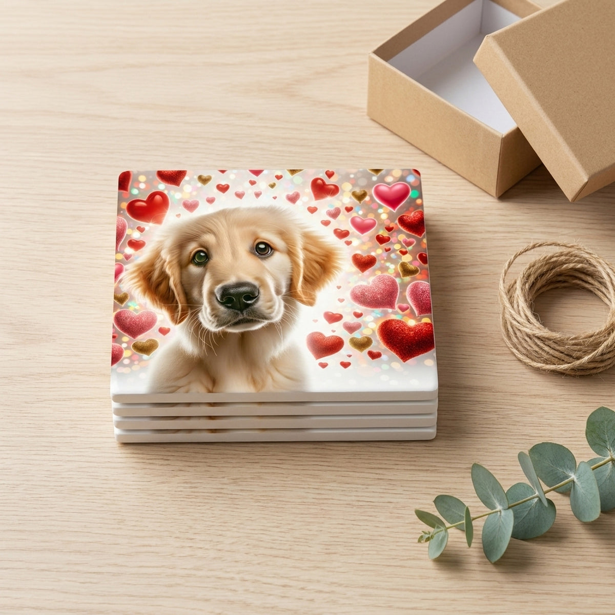 Golden Retriever ceramic coasters set of 4, gift set