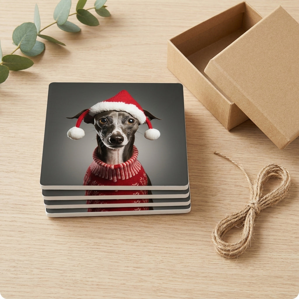 Italian Greyhound ceramic coasters set of 4, gift set