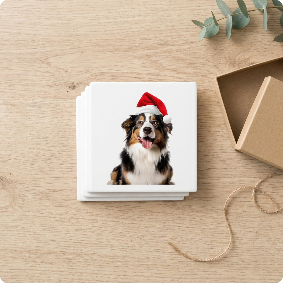 Australian Shepherd ceramic coasters set of 4, gift set