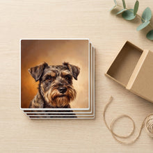 Schnauzer Portrait ceramic coasters set of 4, gift set