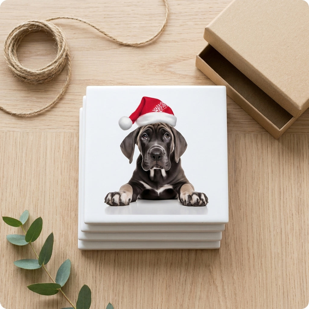 Great Dane Puppy ceramic coasters set of 4, gift set