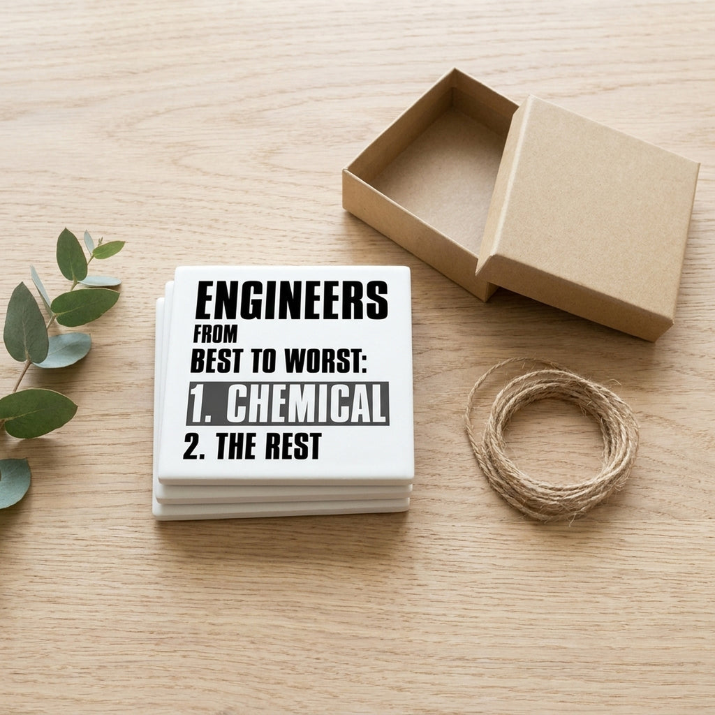 Chemical Engineers are the Best ceramic coasters set of 4, gift set