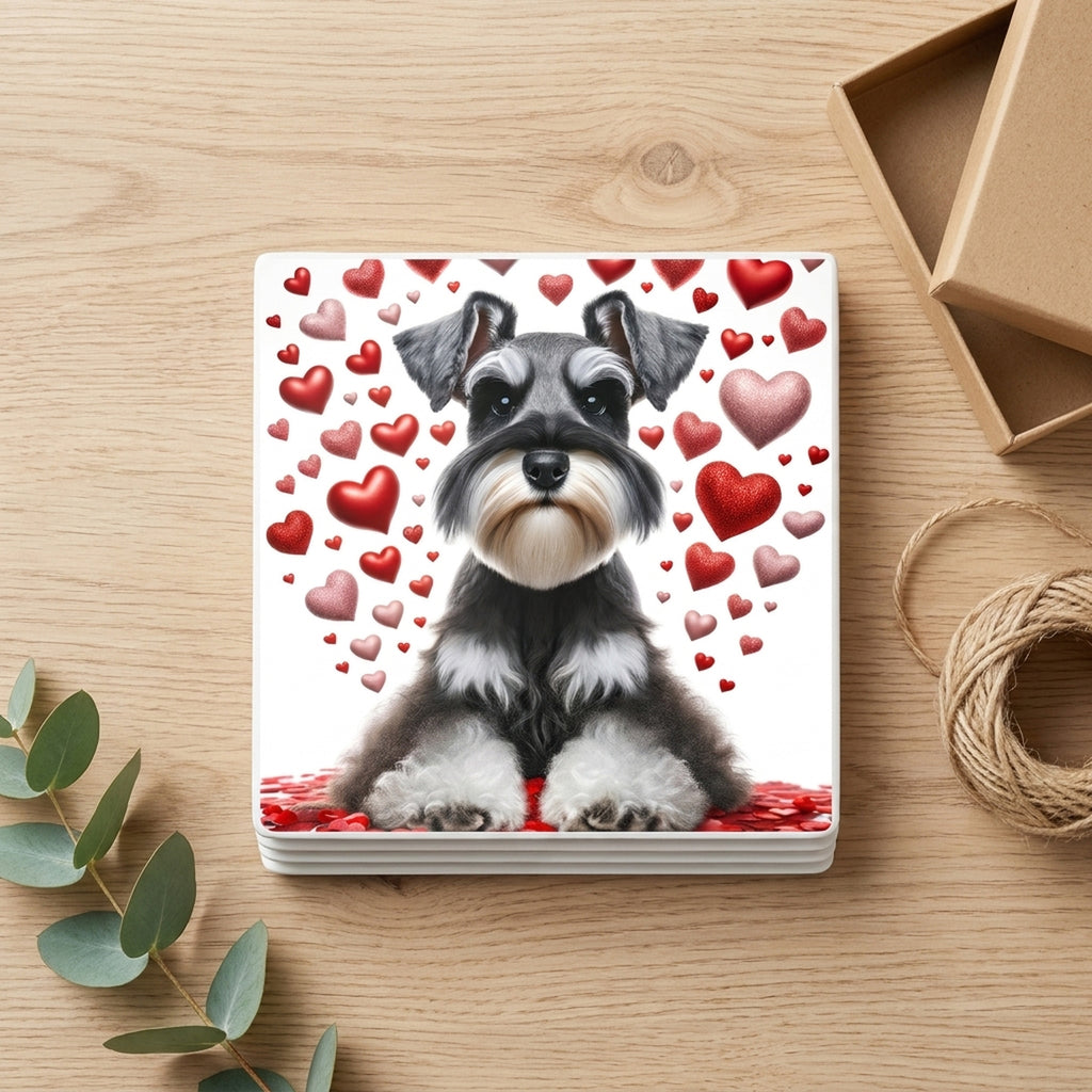Miniature Schnauzer ceramic coasters set of 4, gift set